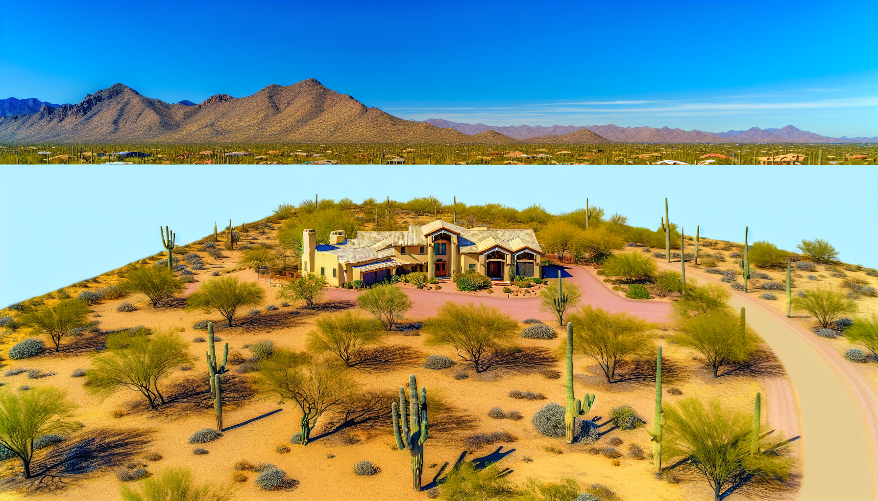 Attractive La Paz County, AZ Arizona home with desert landscaping and mountain views
