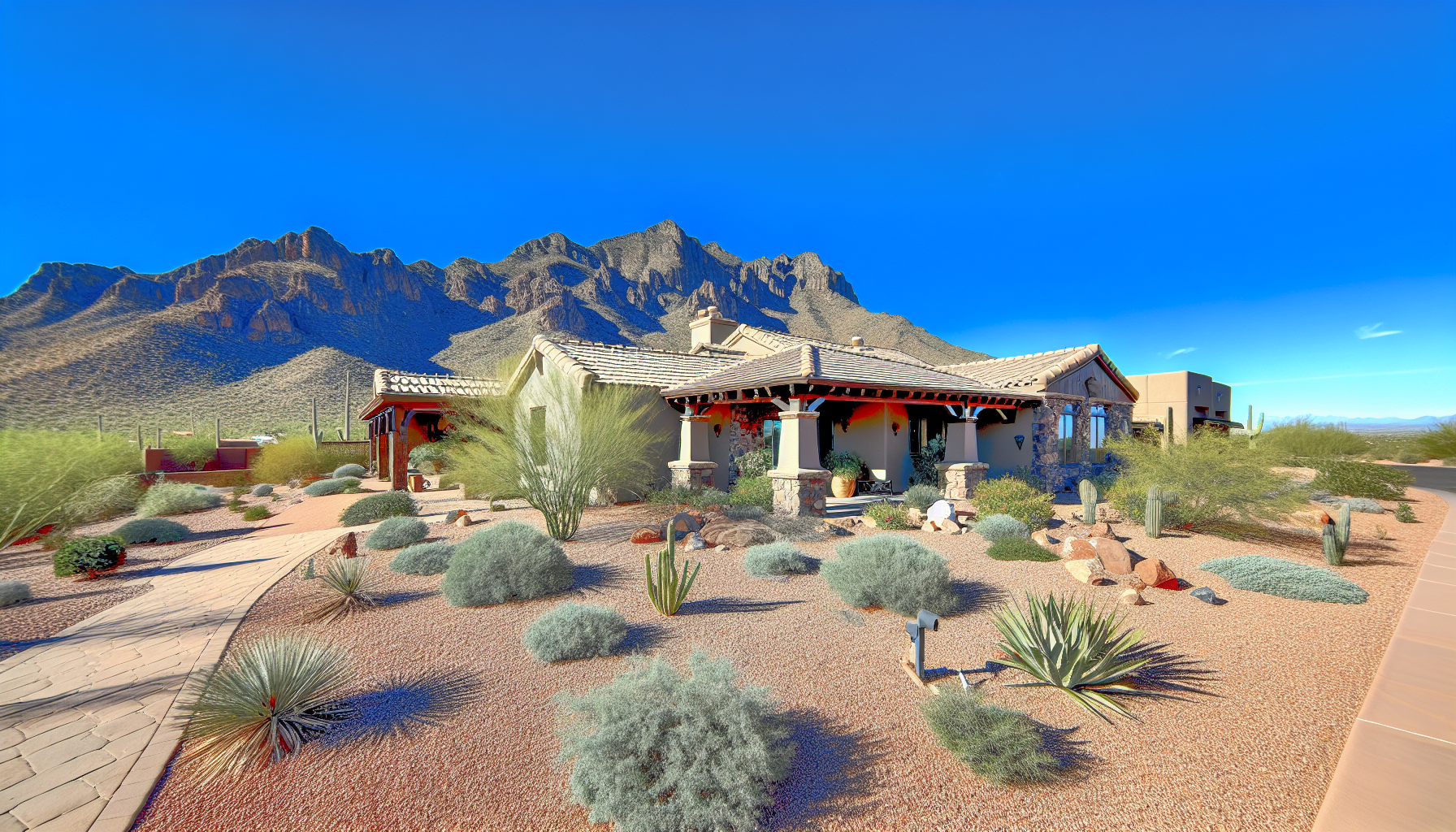 Attractive Parker, AZ La Paz County Arizona home with desert landscaping and mountain views